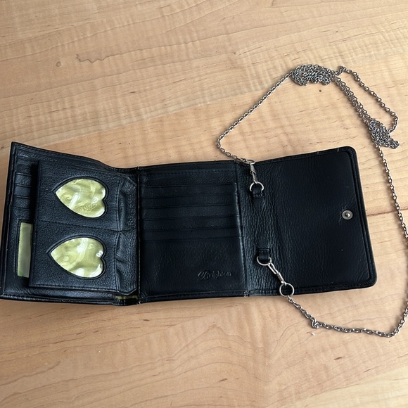 BRIGHTON Wallet Purse Crossbody Black Leather and Silver - Picture 3 of 14